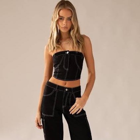 NWT Peppermayo Nailed it black denim tube top - Picture 1 of 6